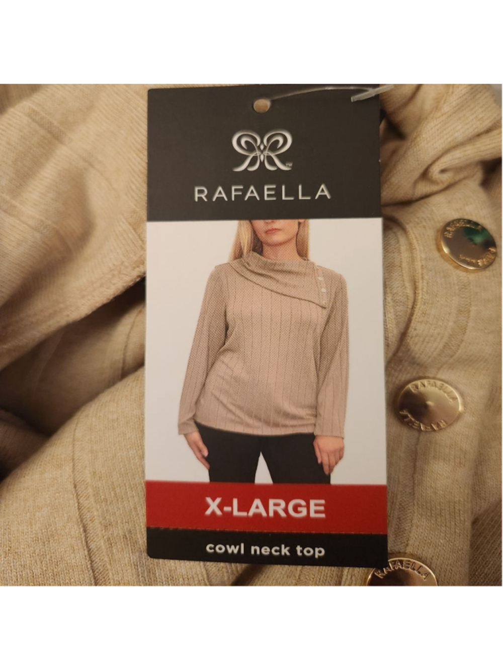Rafella Beige Ribbed Cowl Neck Top - Picture 5 of 8